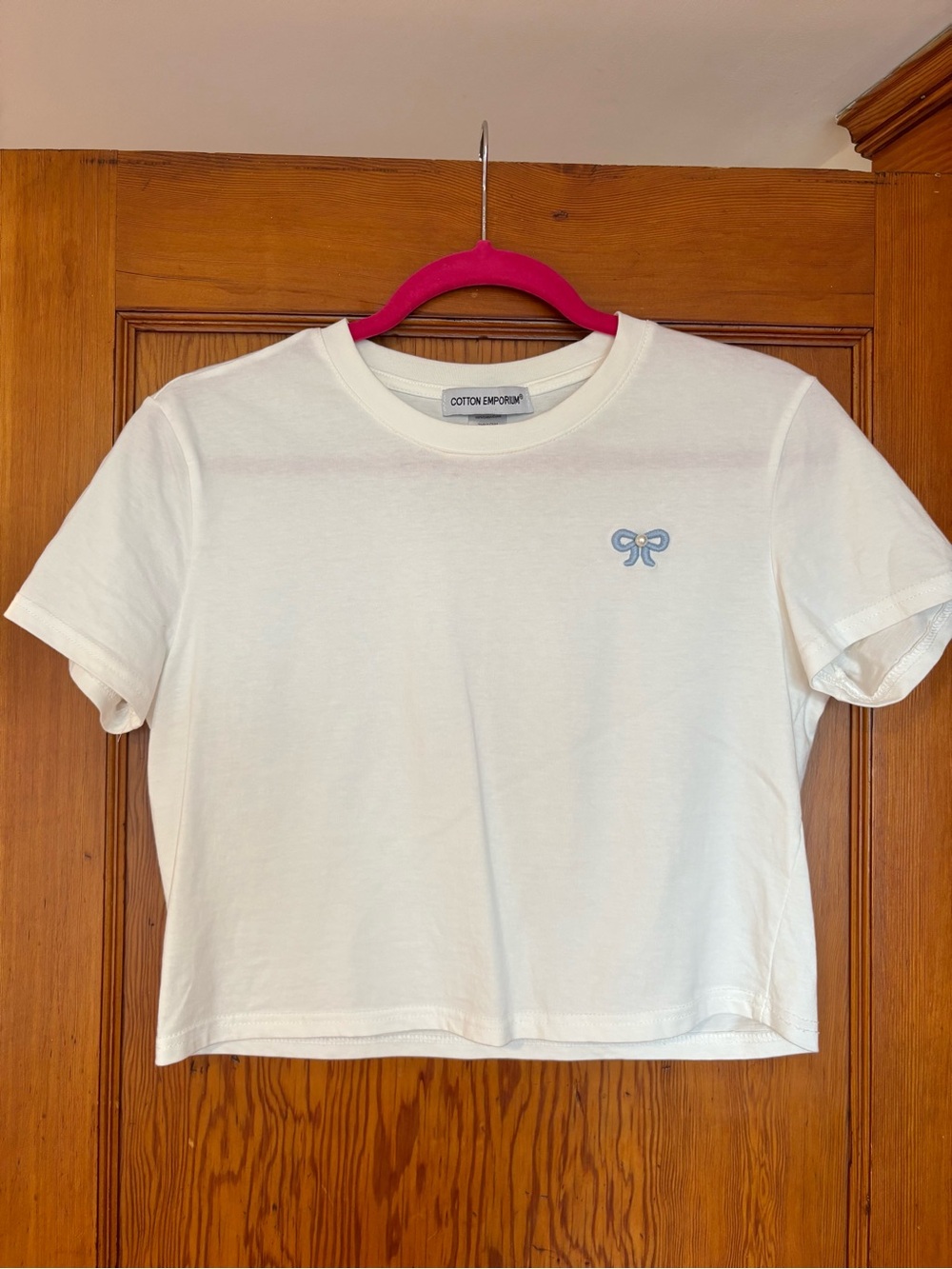 White Tee with Bow Accent